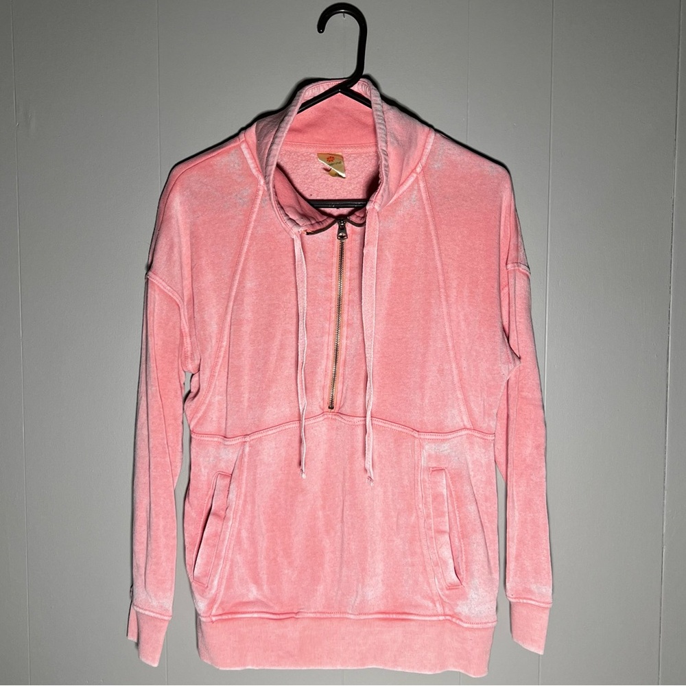 Tangerine | Women’s Pink Half Zip Pullover Sweatshirt Athletic Top | Size Small